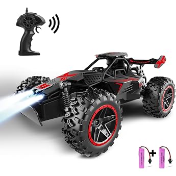 Remote Controlled Car from 3 4 5 6 7 8+ Years Children 2.4 GHz RC Car Toy with LED Lights Alloy Housing 15 + km/h Racing Car Remote Controlled 2WD RC Car Crawler Gift Girls Boys Black Red