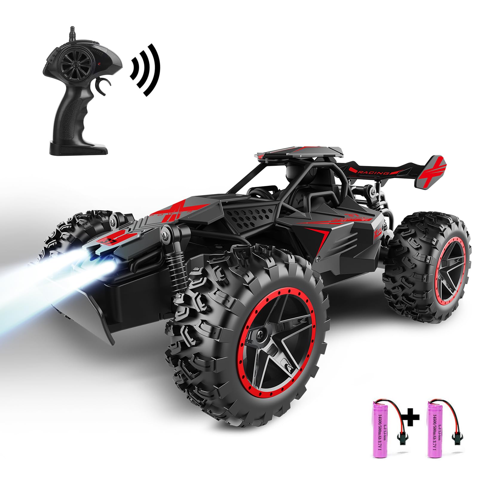 SZJJXRemote Controlled Car from 3 4 5 6 7 8+ Years Children, 2.4 GHz RC Car Toy with LED Lights, Alloy Housing, 15 + km/h Racing Car Remote Controlled, 2WD RC Car Crawler Gift Girls Boys Black Red