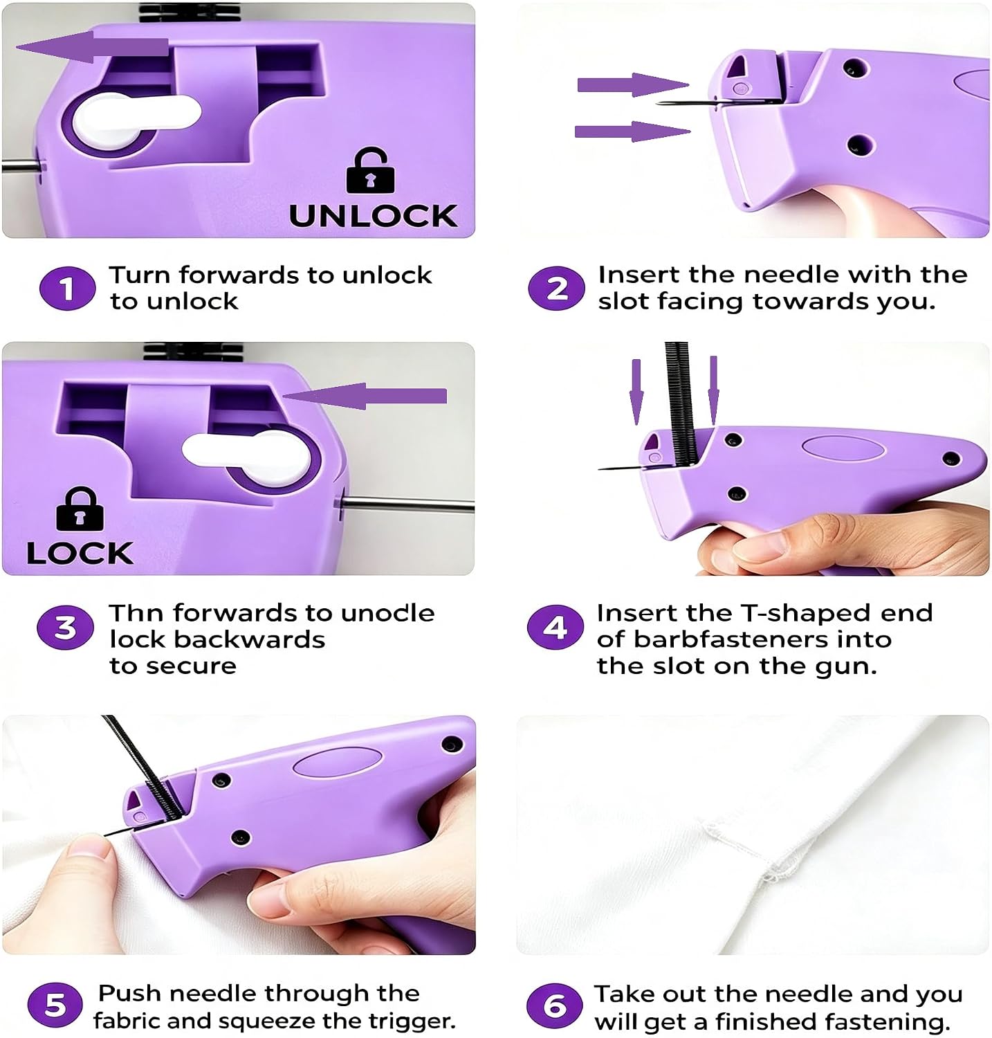 Upgraded Portable Stitch Gun, Clothes Tagging Gun with Storage Bag(PURPLE) image 5