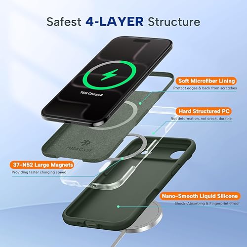 Miniatura 259 de Miracase - Funda diseñada para iPhone 11 con protector de pantalla, funda de goma de silicona líquida, protección total contra caídas y a prueba