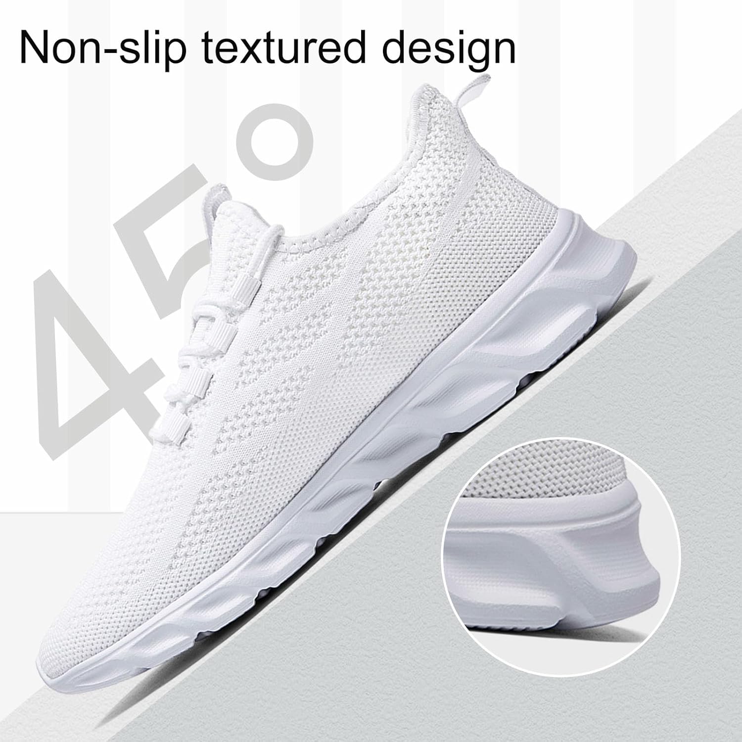 WCIDFY Mens Running Shoes Mesh Breathable Tennis Shoes Lightweight Walking Sneakers Comfortable for Gym White 8.5 - Image 5