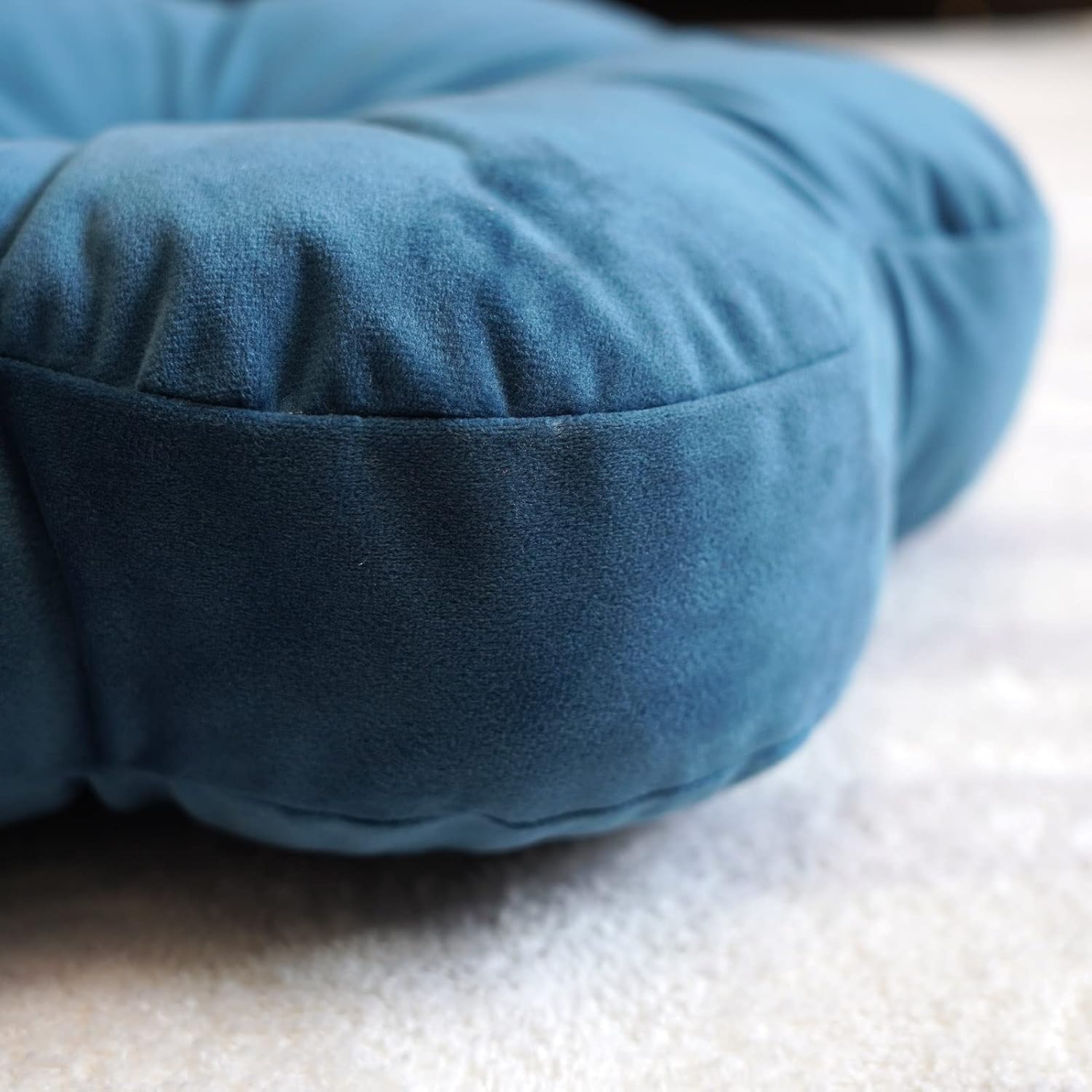 Flower Shaped Velvet Decorative Throw Pillow Cushion Ultra Soft Cute Floor Pillow for Couch Bed Sofa Car Chair 16x16 Inches (Peacock Blue)