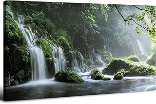 Waterfall Wall Art Nature Forest Lake Picture Wall Decor for Living Room...