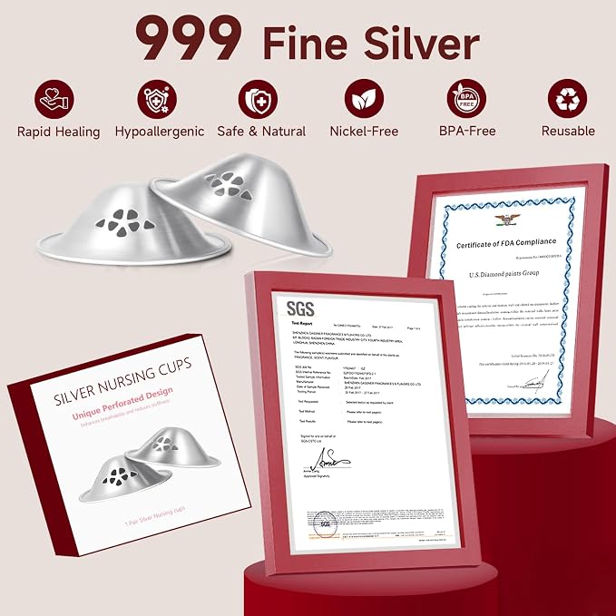 Pezoneras de Plata 999 Perforadas para Lactancia X-L miniatura 2