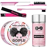 Strong Hold Non-Greasy Edge Control Gel and Wax Stick with Hair Comb for All Hair Types - No Flaking Edge Wax for Styling Black Hair Wigs