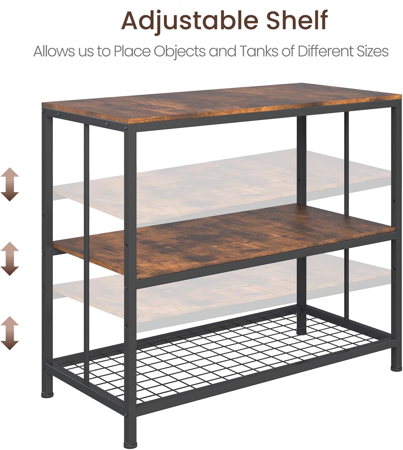 40-50 Gallon Fish Tank Stand, 3-Tier Heavy Duty Metal 40 Gallon Aquarium Stand with Adjustable Storage Shelves for 40-50 Gallon Breeder/Turtle/Reptile Tank-36.2“L*17.7”W*31.5" H