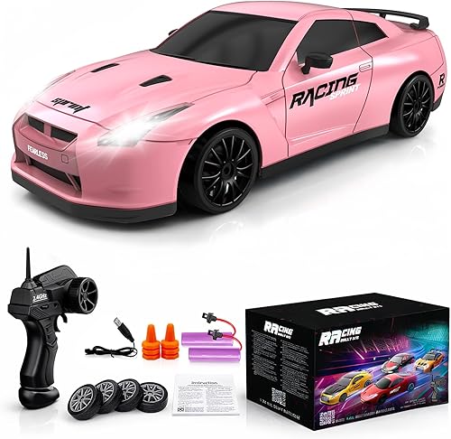 Vista 8 de Auto de control remoto RC Drift Car 2.4GHz escala 1:24 4WD 15KM/H Modelo de vehículo de alta velocidad con luces LED Drifting Tire Racing Sport Toy