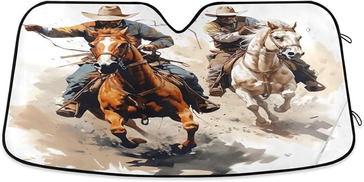 Kigai Western Cowboy Portrait Windshield Sun Shade for Car UV Reflector Auto Front Window Sunshade Visor Shield Cover and Keep Your Vehicle Cool53 * 23.5inch