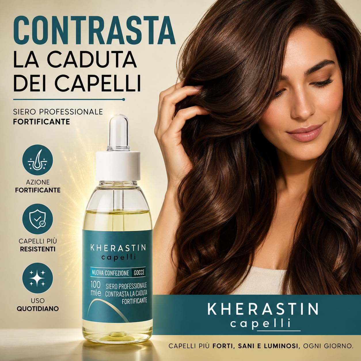 Kherastin Gocce 200ml Trattamento Anticaduta Capelli Uomo Donna | Extra Forte, Rinforza Bulbo, Stimola Ricrescita, Fortificante Naturale