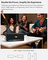 Vista 5 de Altavoz Bluetooth, altavoz retro StageSound inalámbrico, altavoz portátil con refuerzo de graves, 80 W, IP67 impermeable, luces LED, emparejamiento