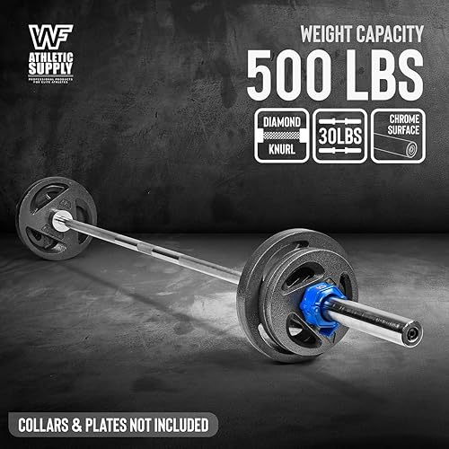Miniatura 3 de CAPHAUS Barra olímpica de 6 pies para placas de peso de 2 pulgadas, barra de acero sólido para hombres y mujeres, barra de pesas para gimnasio en