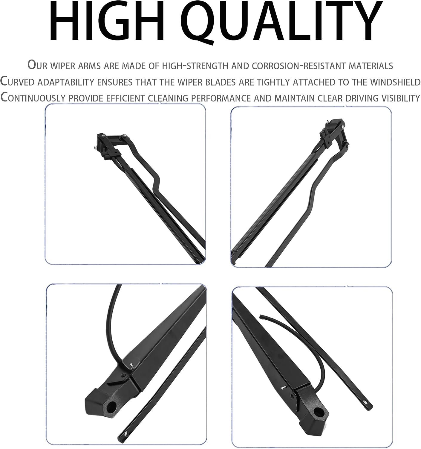 1 Pair Front Windshield Wiper Arm Kit Noiseless Rust Protection Fits Compatible with Kenworth 2000-2006 W900 Pantograph Style Replaces OE 602-5407 602-5408 1120000BWS 1020000BWS