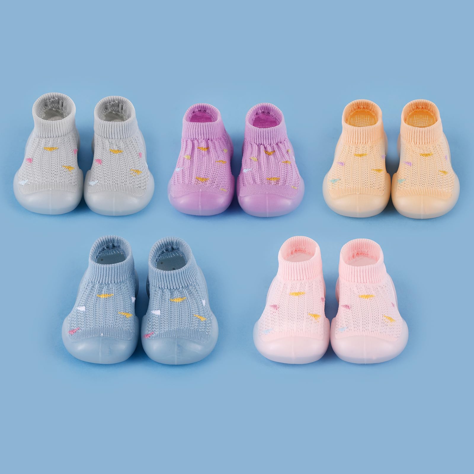 MASOCIO Scarpe Calze Antiscivolo Neonato Estive Scarpe Primi Passi Bimbo Bambino con Suole Gomma Morbido