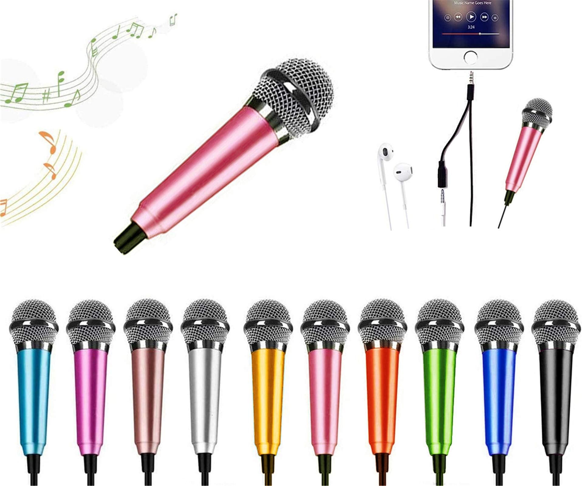 DELADOLA Mini Microphone - Portable Vocal ASMR for Voice Recording, Chatting, Singing on iPhone, Android, Laptop, Notebook (Pink)