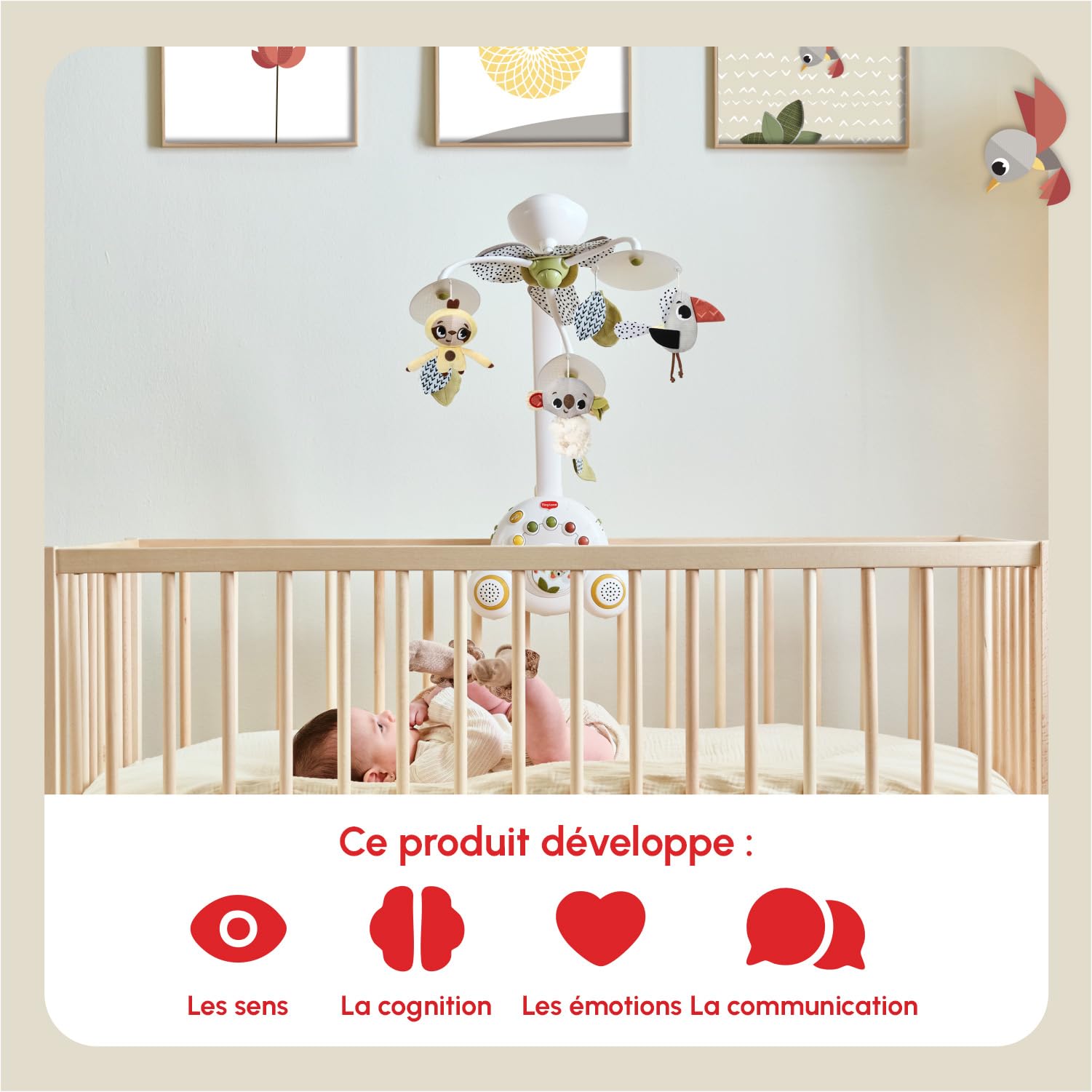 Tiny Love Soothe 'n Groove Mobile Musical 2-en-1 Bébé 0 mois+ Boho Chic