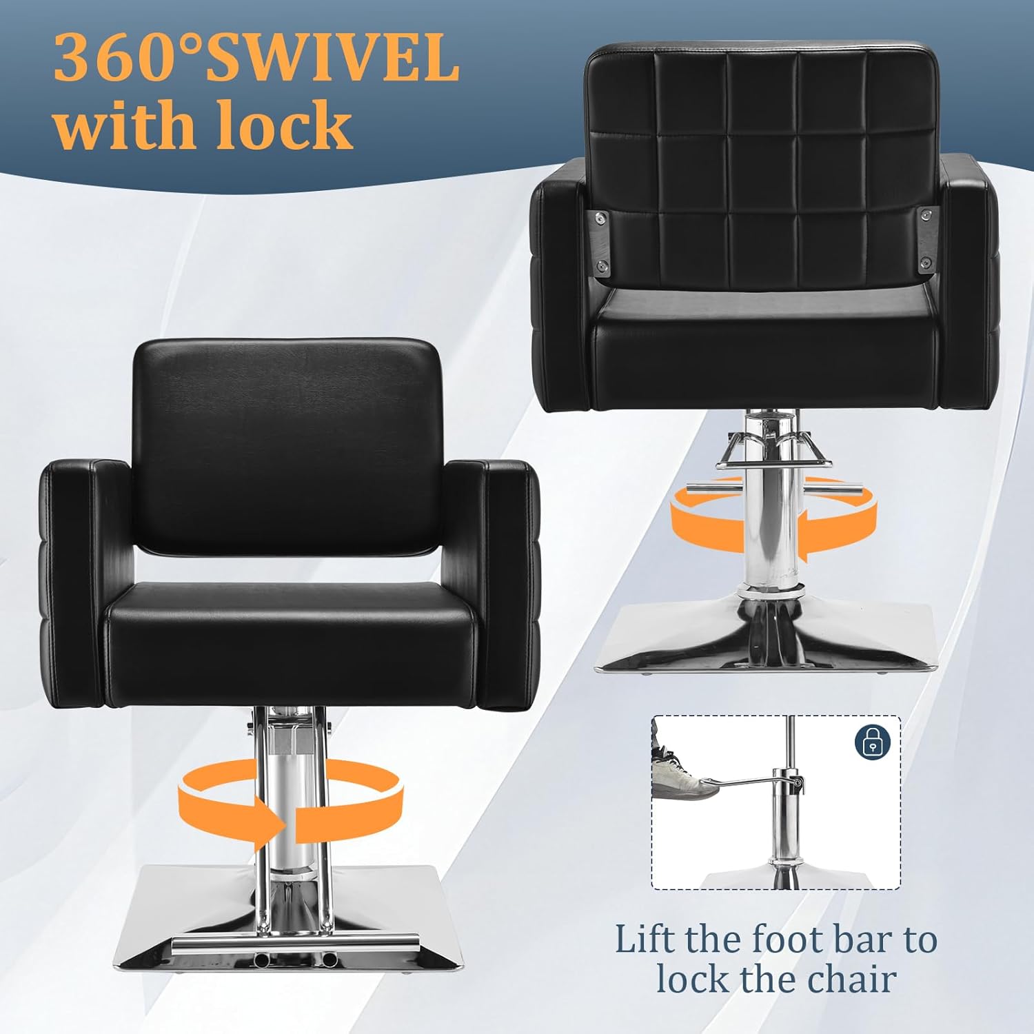 Barber Salon Chair for Barbershop - Load Weight 330 Lbs,Heavy Duty Hydraulic Pump Height Adjustable,360°Swivel with Footrest,Soft Leather with Armrest,Salon Spa,Hair Styling Stylist,Braiding (Black)