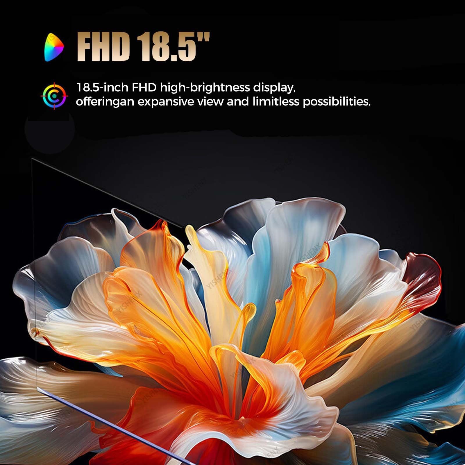 Estensore Portatile per Laptop Con Quattro Schermi, Pannello Ips Da 18,5" | 1080p, Contrasto 1000:1, Compatibile Con Ios/Android/Windows/Macos, Per Presentazioni Ai Clienti E Montaggio Video