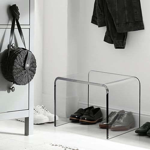 Miniatura 2 de uyoyous Bancos de ducha, taburete de acrílico, taburete grueso transparente para el baño, taburete de ducha para afeitarse las piernas, asiento