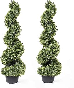 VEVOR Topiaria Artificiale in Legno di Bosso 406 mm Palla di Bosso Artificiale 2 Piante Finte in PE Foglie Intercambiabili Farfalle Decorative Decorazione Interni Giardino Terrazza Balcone Ingresso