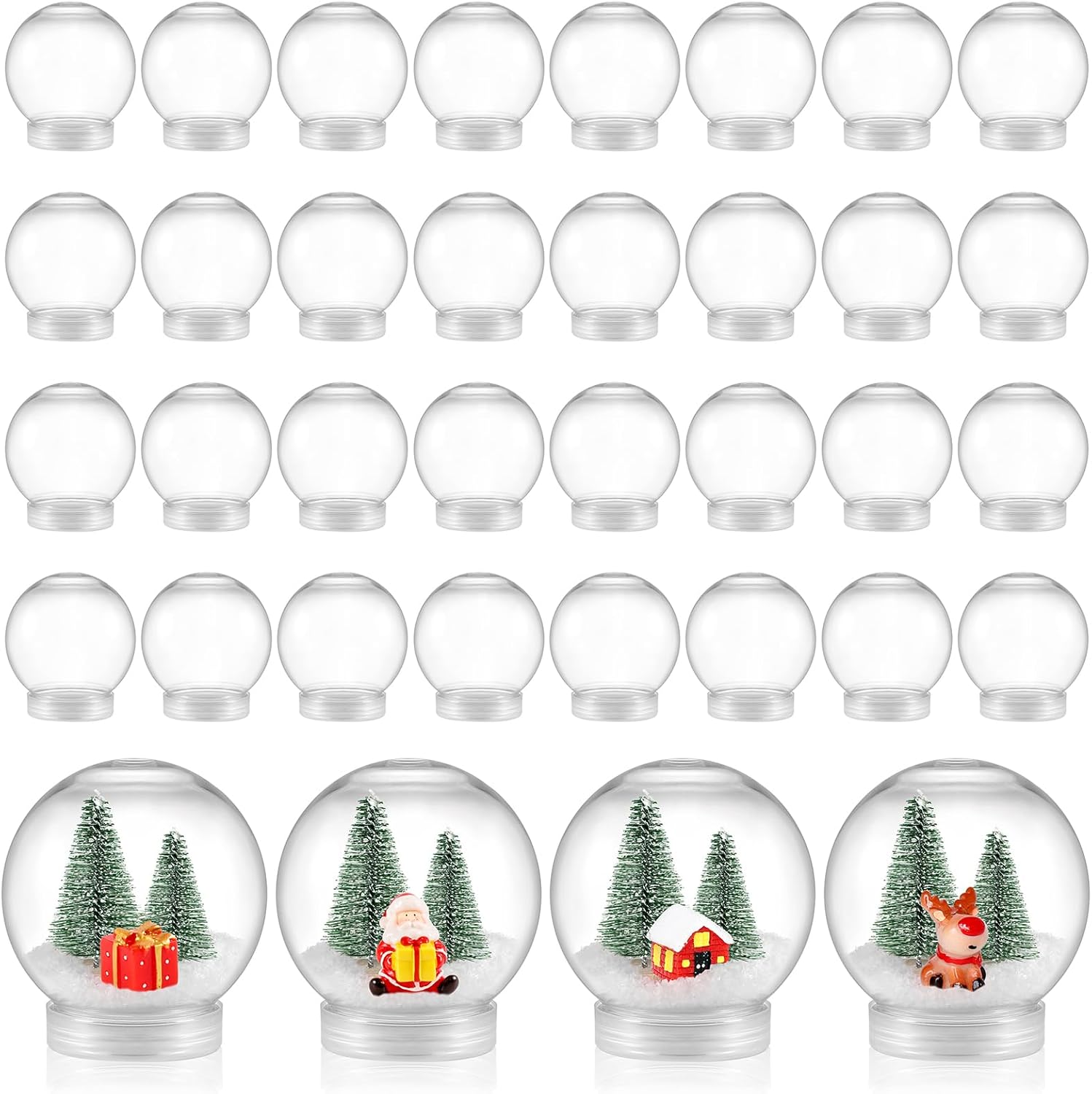 36 Pieces 2.7 Inch/69mm Plastic Snow Globe Clear Water Globe Fillable Snow Globe Ornaments with Screw Off Cap and Inner Plug for DIY Crafts Christmas Home Decoration