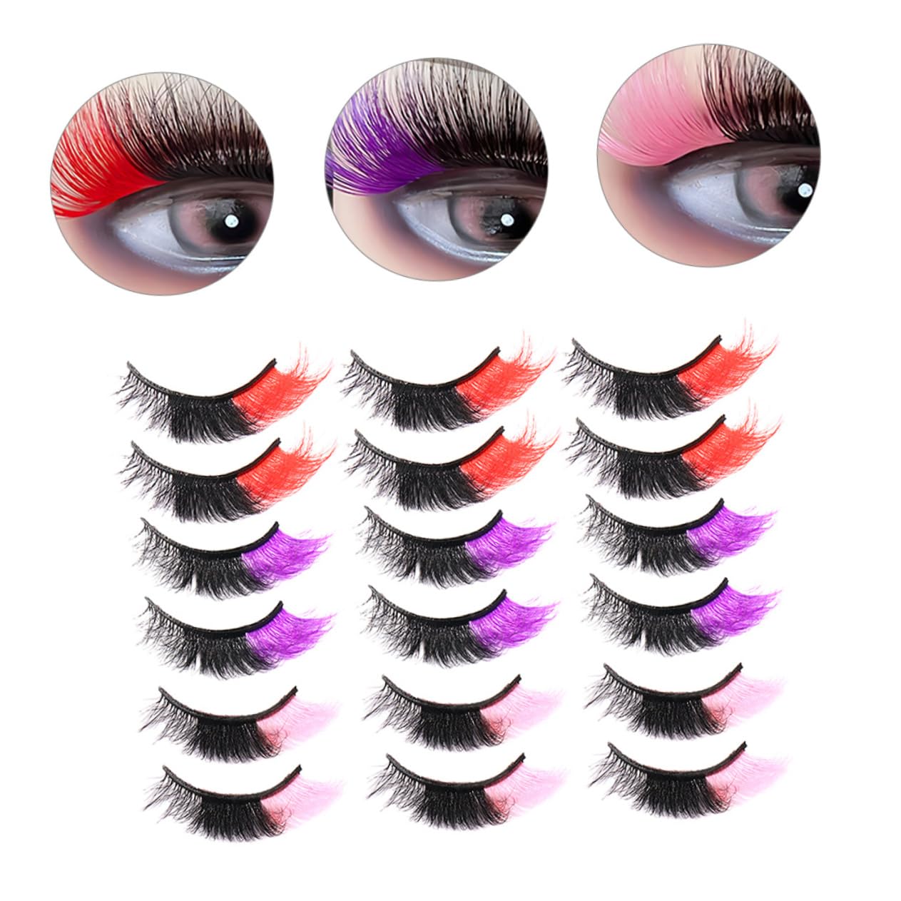 FRCOLOR 36pares Pestañas Postizas De Color Para Cosplay De Pestañas De Efecto Natural Extensiones De Ojos y Largas Fáciles De Usar Para Maquillaje De Noche y Eventos Especiales