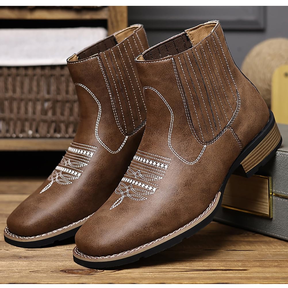 Botas Chelsea de Tobillo para Hombre Estilo Retro Vaquero Western