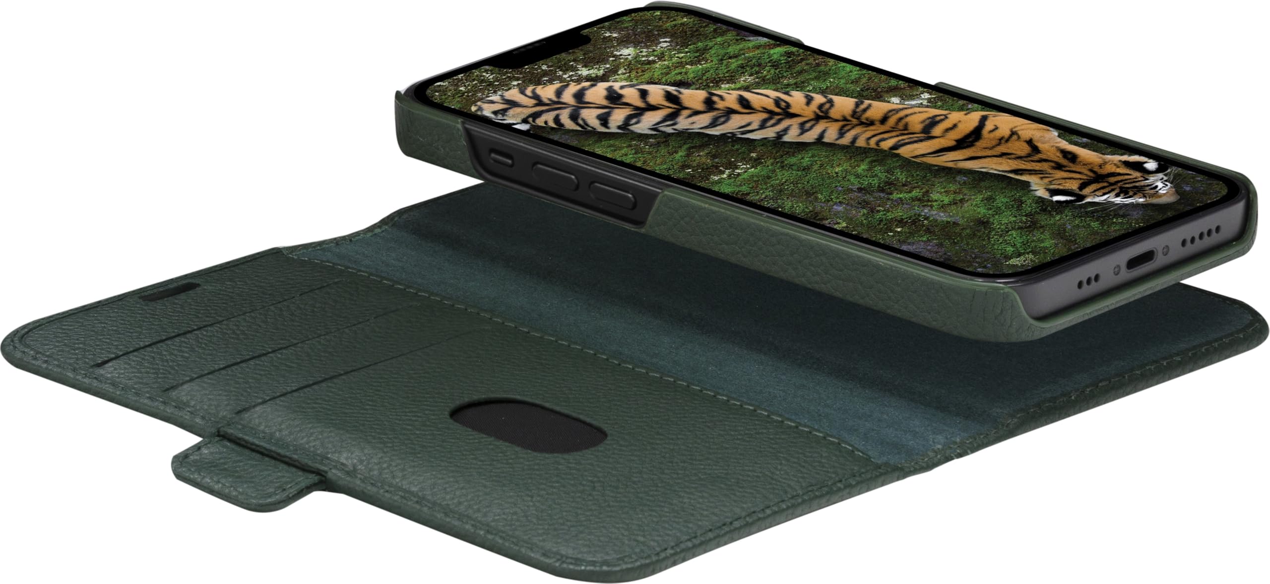 dbramante1928 New York - etui z klapką na telefon komórkowy - 2 w 1 - trwała skóra licowa - Evergreen - do Apple iPhone 14 Plus