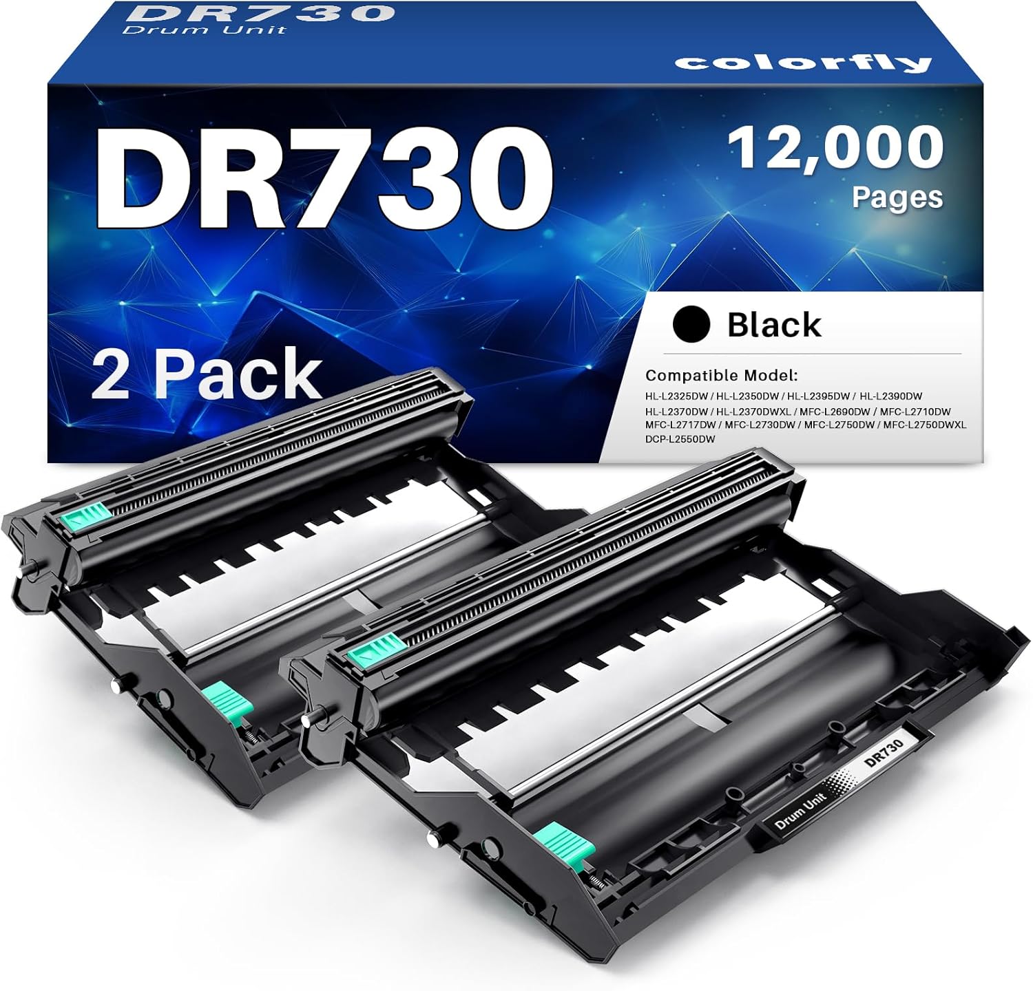 DR730 Drum Unit Brother Compatible Replacement for Brother Drum DR730 DR-730 for HL-L2350DW MFC-L2710DW DCP-L2550DW MFC-L2750DW HL-L2390DW HL-L2395DW MFC-L2690DW HL-L2370DW Printer(2 Pack, NOT Toner)