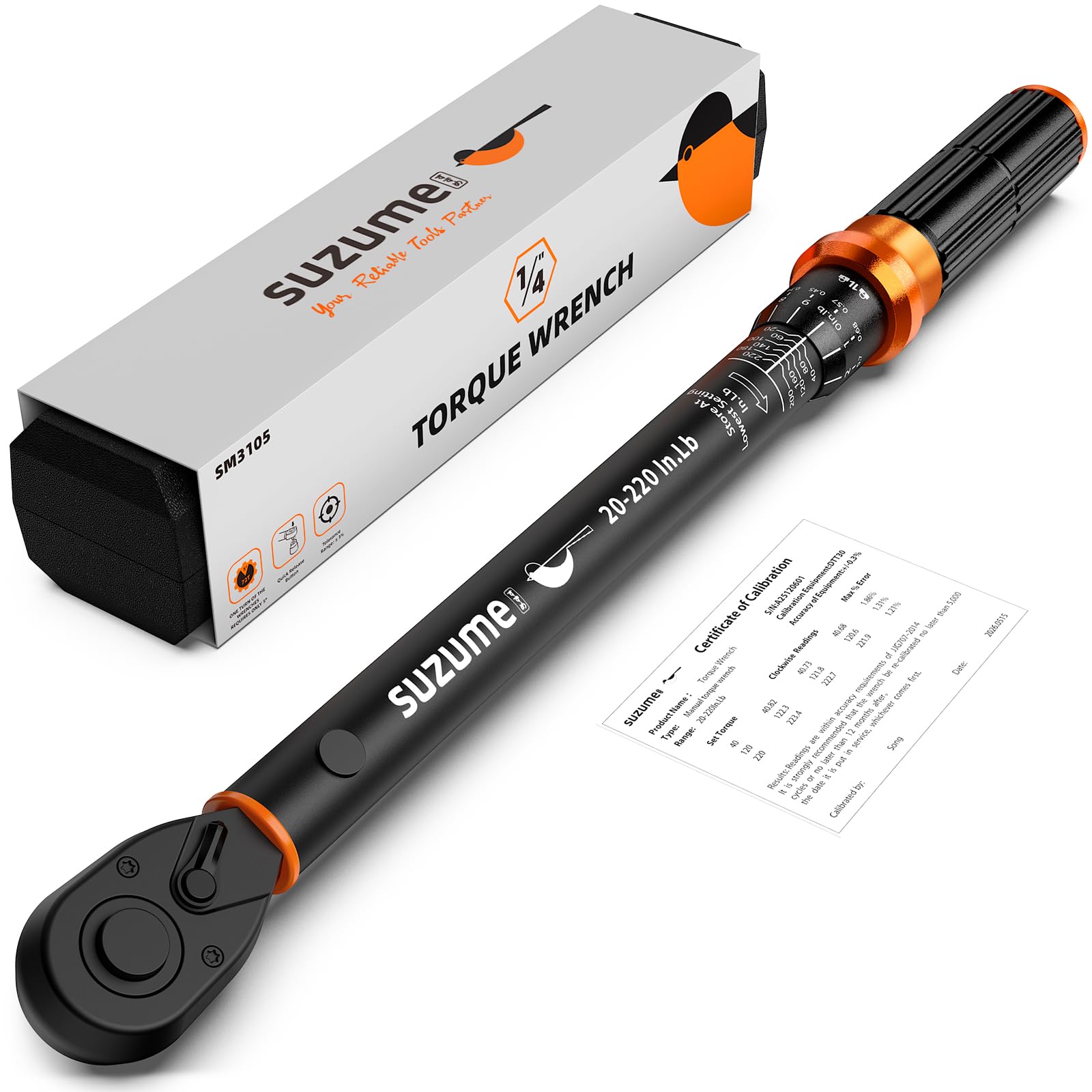 やすTHENORTHFACEDRYVENTFREEDOMBIB SUZUME Inch Pound Torque Wrench 1/4 Drive Click 20-220 In.Lb / 2.3