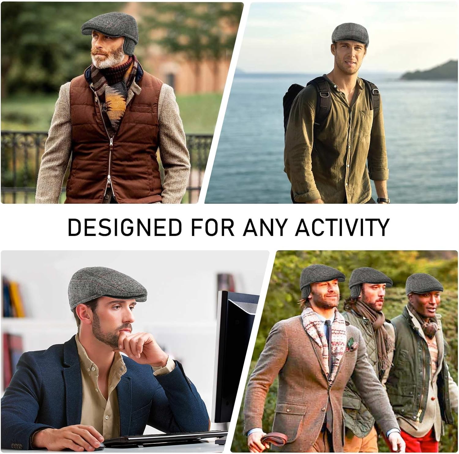 DOCILA Ivy Cap for Men Retractable Invisible Earflap Caps Warm Outdoor Ear Cover Wool Blend Beret Flat Newsboy Gatsby Hats - Image 6