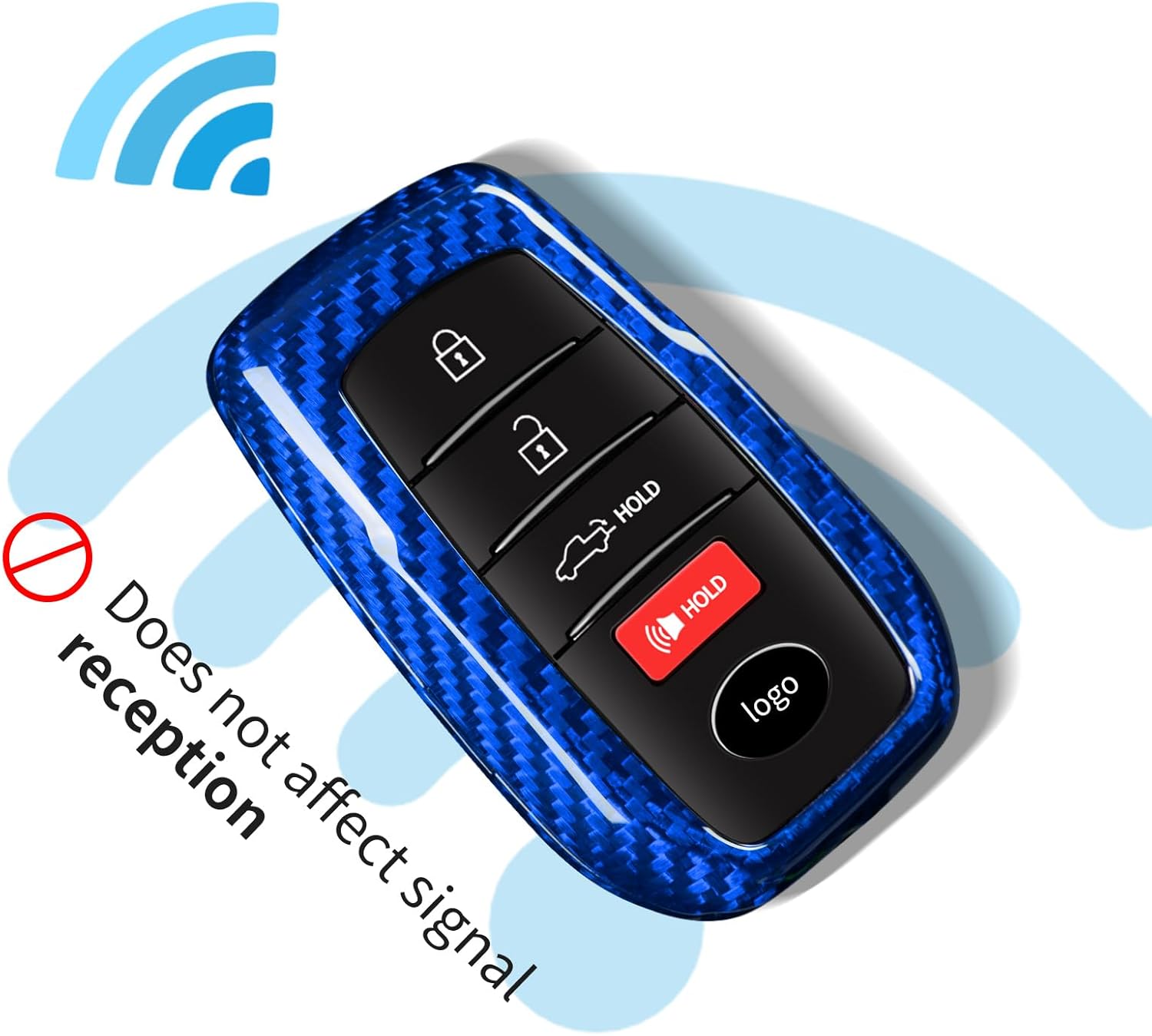 T-carbon Key Fob Case Compatible with Toyota Tundra 2022 2023 2024, Glass Fiber Key Fob Cover Compatible with Toyota Sienna 2021-2024 Corolla Tacoma 2024 2025, Fit for Sequoia 2023 2024, Blue