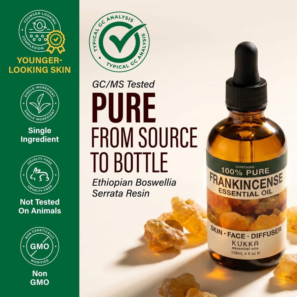 100% Pure Frankincense Oil - 4 Fl Oz Frankincense Essential Oil for Hair, Skin, Diffuser, Aromatherapy & DIY Soap Making Scent