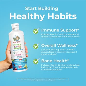 MaryRuth Organics Kids Multivitamin Liposomal (Strawberry Cherry & Vanilla) & Vitamin D3 Liposomal (Mixed Berry) Clean Label Project Verified Vitamins for Immunity & Overall Wellness, Vegan, Non-GMO