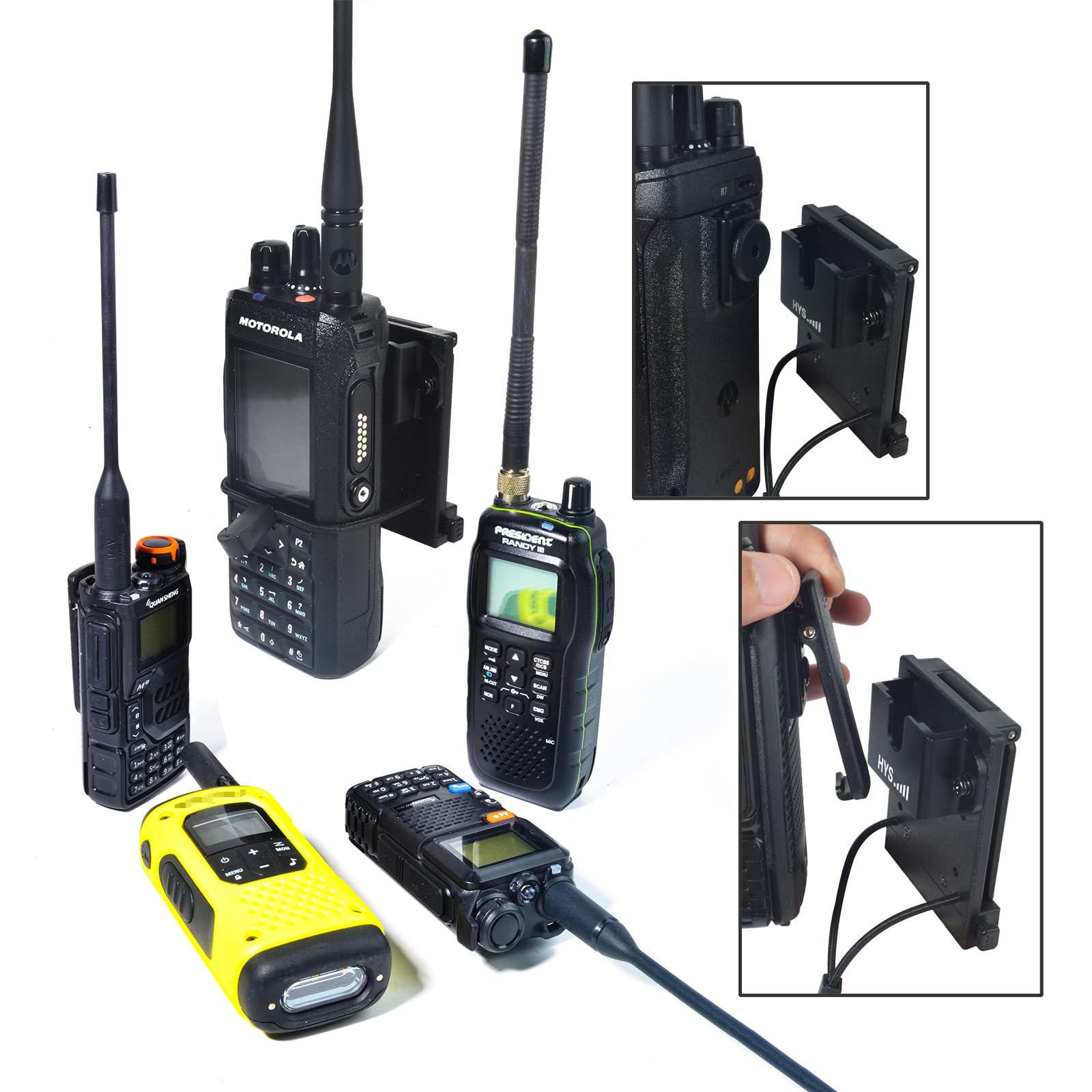 HYS Support pour talkie-walkie avec système MOLLE pour ceinture, sacs à dos, compatible avec l'émetteur portatif Baofeng Quansheng Motorola et le microphone de haut-parleur