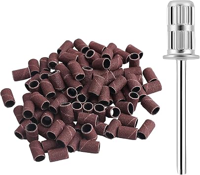 Sanding Bands For Nail Drill with 100pcs 180grit Small Mandrel Bits