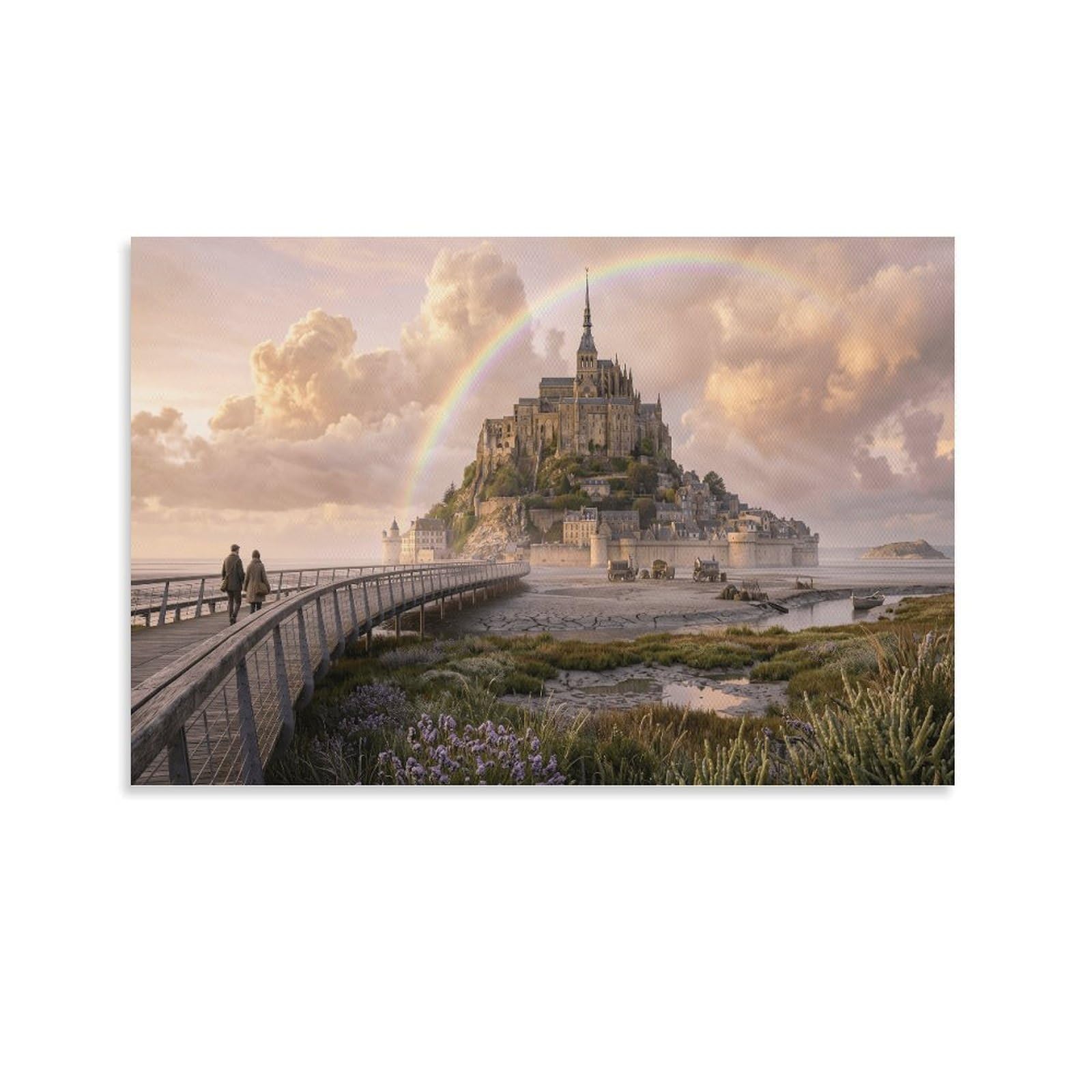 XPASHIQWC Mont Saint-Michel France Poster Artwork Giclee Canvas Prints Modern Wall Art Picture Wall Hanging for Bedroom Living Room Decor 20x30inch(50x75cm)
