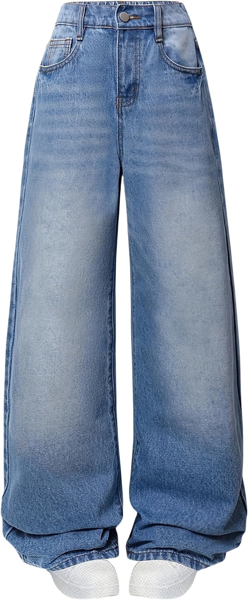 Jeans for Girls Baggy Wide Leg Cute Bow High Elastic Waisted Denim Pants Y2K Boyfriend Skater Streetwear 7-14Y