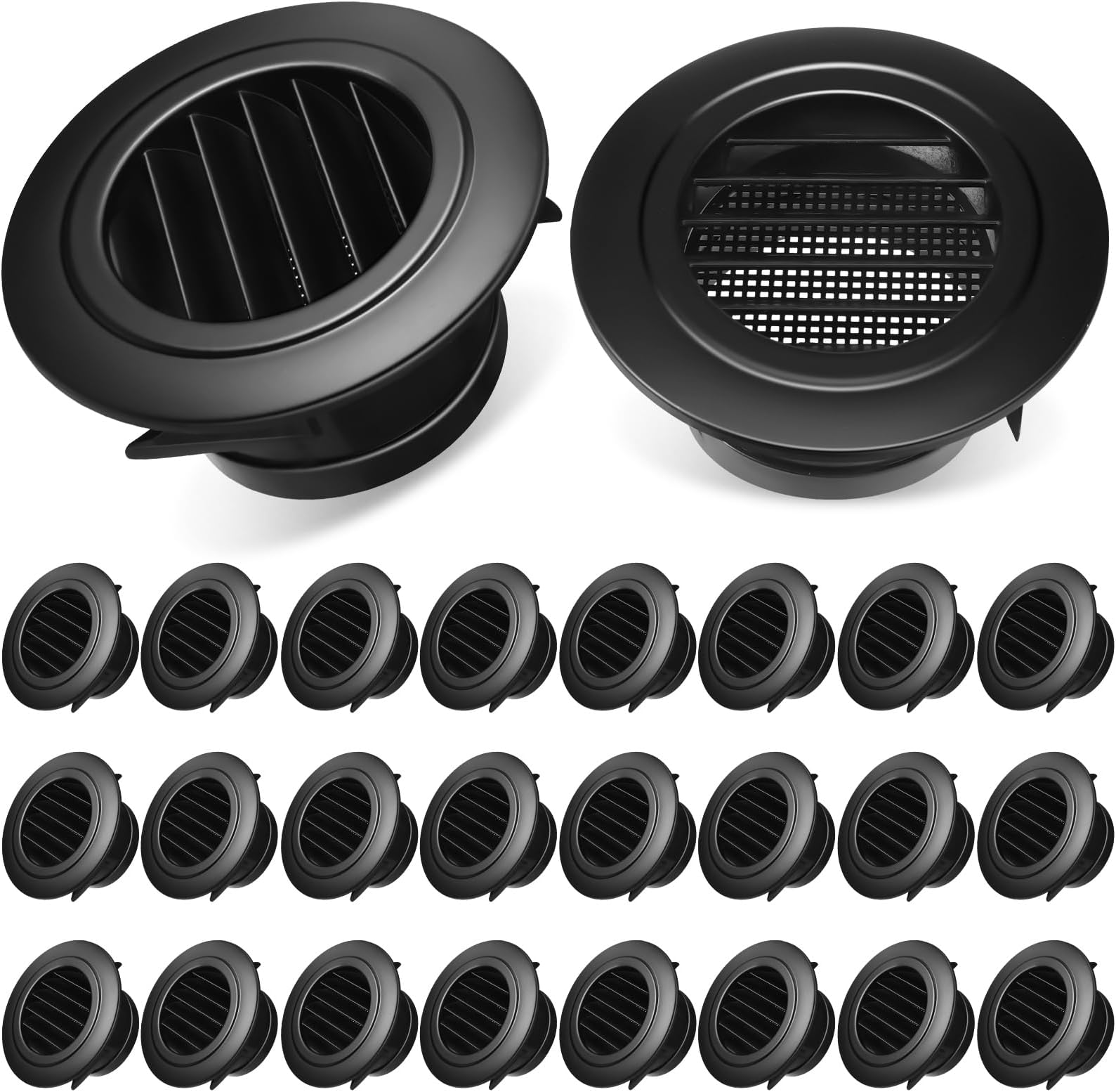 VIHOSE 24 Pcs 4'' ABS Round Vent Cover Plastic Soffit Vents Exhaust ...