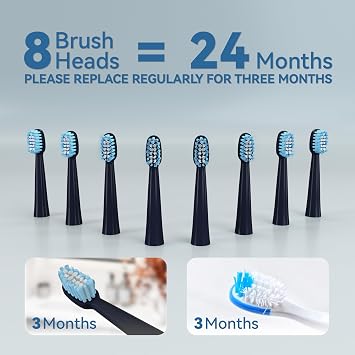 7AM2M Sonic Electric Toothbrush for Adults and Kids- High Power Rechargeable Toothbrushes with 8 Brush Heads,5 Adjustable Modes, Built-in 2-Minute Smart Timer,4 Hours Fast Charge for 30 Days(Navy)