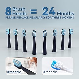 7AM2M Sonic Electric Toothbrush for Adults and Kids- High Power Rechargeable Toothbrushes with 8 Brush Heads,5 Adjustable Modes, Built-in 2-Minute Smart Timer,4 Hours Fast Charge for 30 Days(Navy)