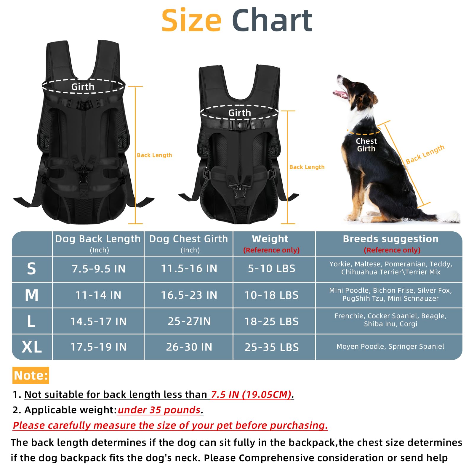 Dog Front Carrier Backpack, Dog Backpack Carrier Soft Pad, Pet Legs Out - Image 2