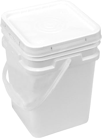 Square Bucket 4-Gallon Bucket with White Snap-on Lid with Gasket