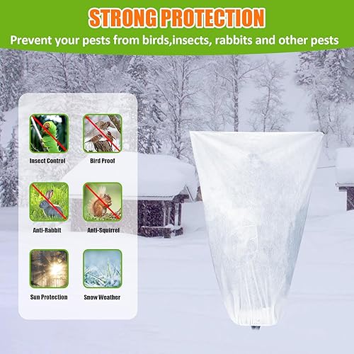 Miniatura 6 de Paquete de 4 cubiertas para plantas de 40 x 40 pulgadas, protección contra la congelación con cremallera y cordón de 2.47 ozyd, manta gruesa de tela