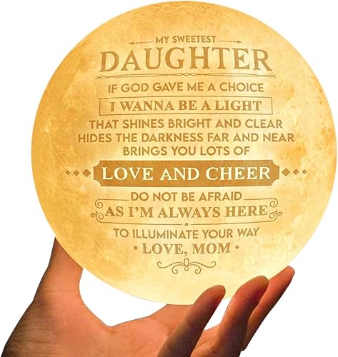 DOPTIKA Lámpara de luna grabada con luz nocturna I Am Always Here to Illuminate Your Way Luz de luna con brillo de control táctil de mamá a hija