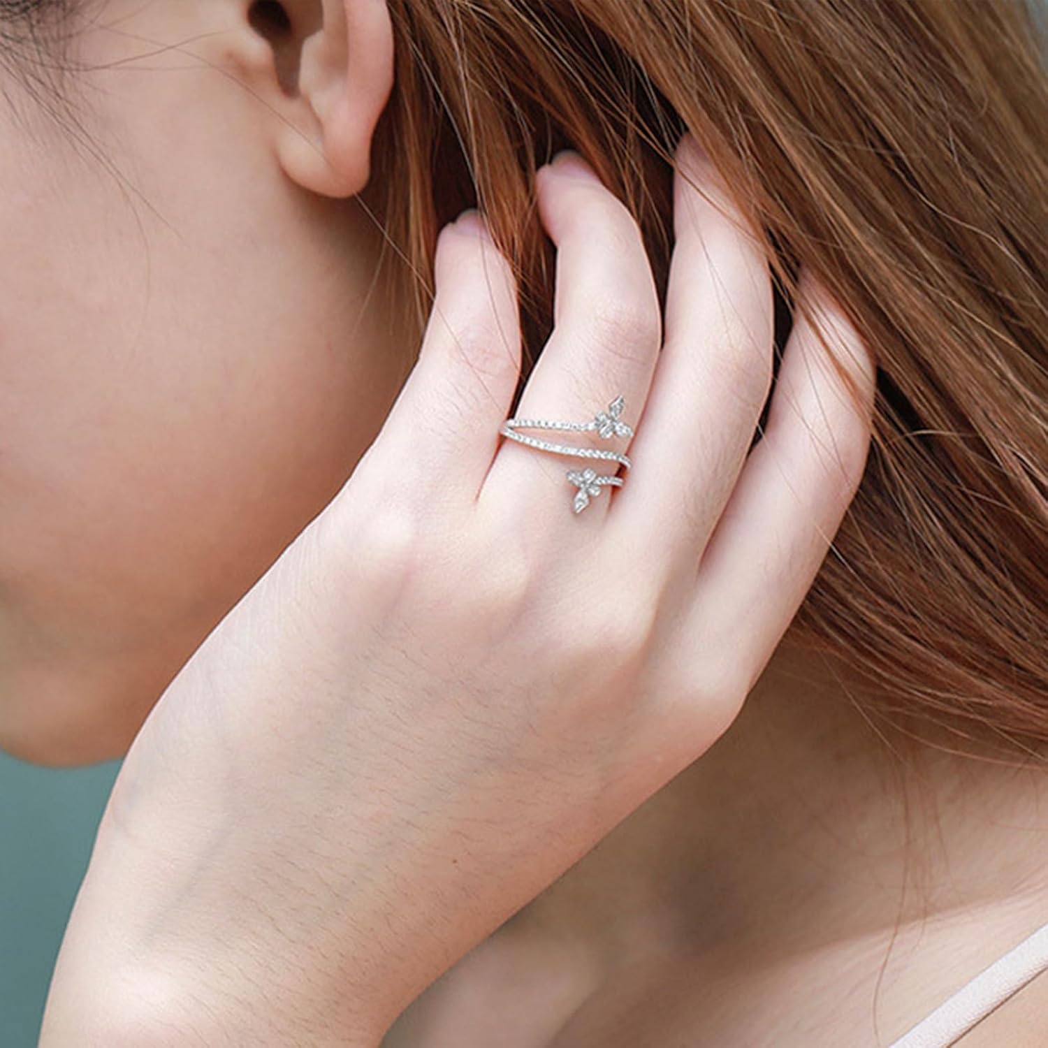 POYAMUSE Elegant Butterfly Ring for Women - Rhinestone Butterfly Ring, Dainty Thumb Ring, Sizes 6-10 - Image 6