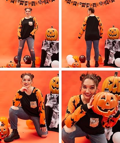 Miniatura 2 de TIYOMI Plus Size Shirts for Women Long Sleeve Tops Front Pocket Shirt Round Crew Neck Fall Autumn Winter Shirt XL-5XL