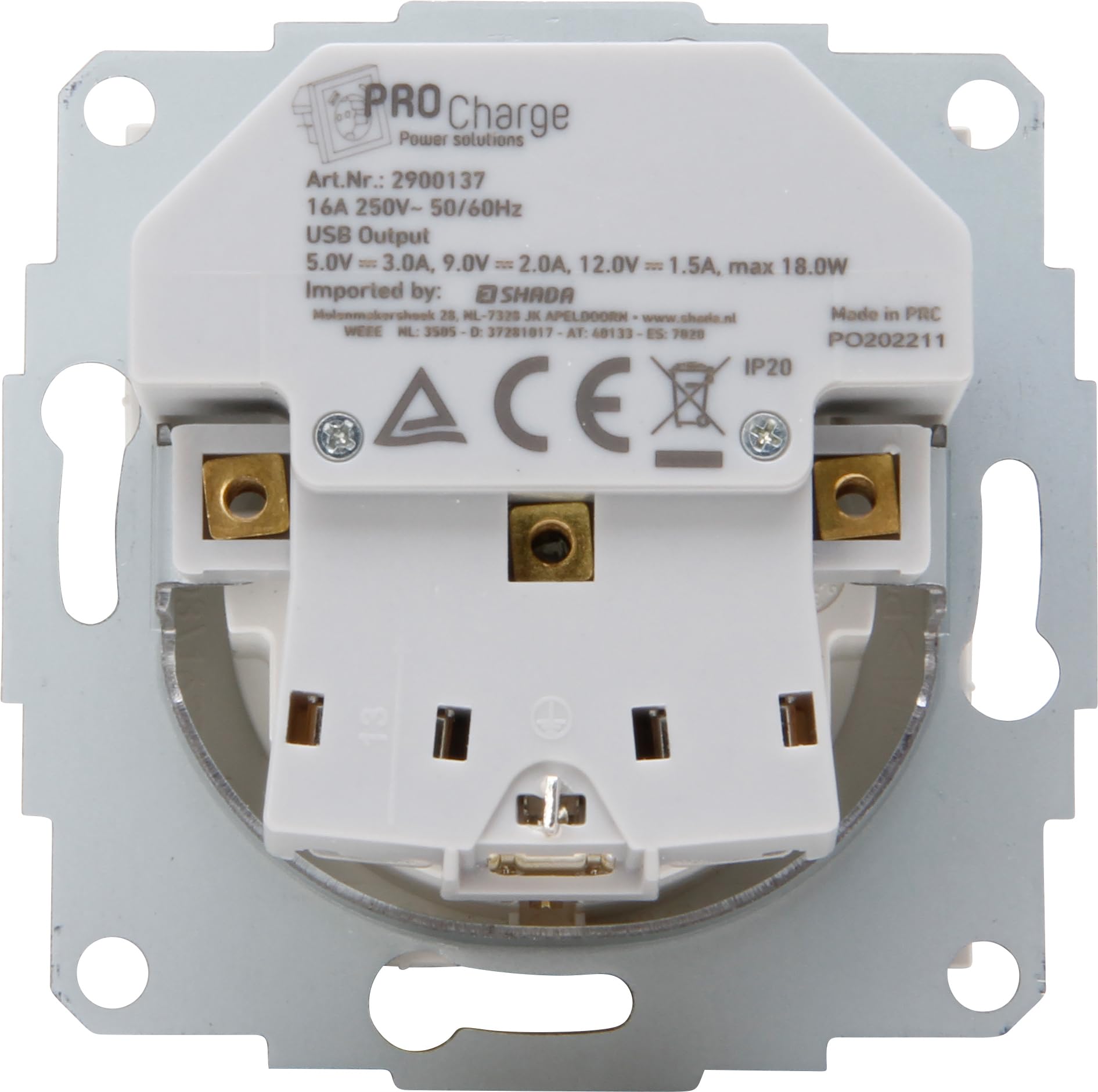 Kopp HK07 - Unterputz-Schutzkontakt Steckdose, USB C Ladebuchsen und USB A Ladebuchse, Ausgangsstrom Ladebuchsen max. 3A, 5V, 55x55mm Abdeckungen, Nennstrom 16A, Nennspannung 250V~, Farbe: reinweiß