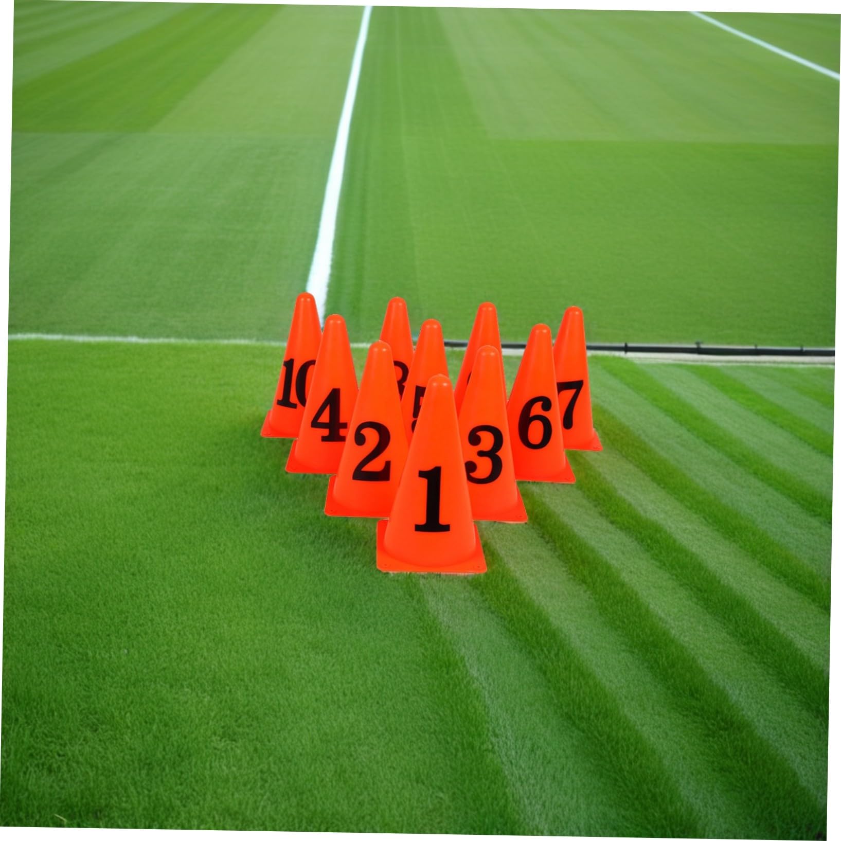 ibasenice Coni da Calcio per Allenamento 10 Pezzi Arancione Brillante, Secchielli Marcatori Ostacolo per Agilità Indoor e Outdoor, Segnaletica Sportiva per Calcio, Basket e Tennis