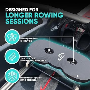 Godfrey Original Rowing Seat Pad for Men & Women - 12 mm Anti-Slip Rower Cushion with Optional Clip for In-Boat, Concept2, Peloton, Hydrow & Water Rowers