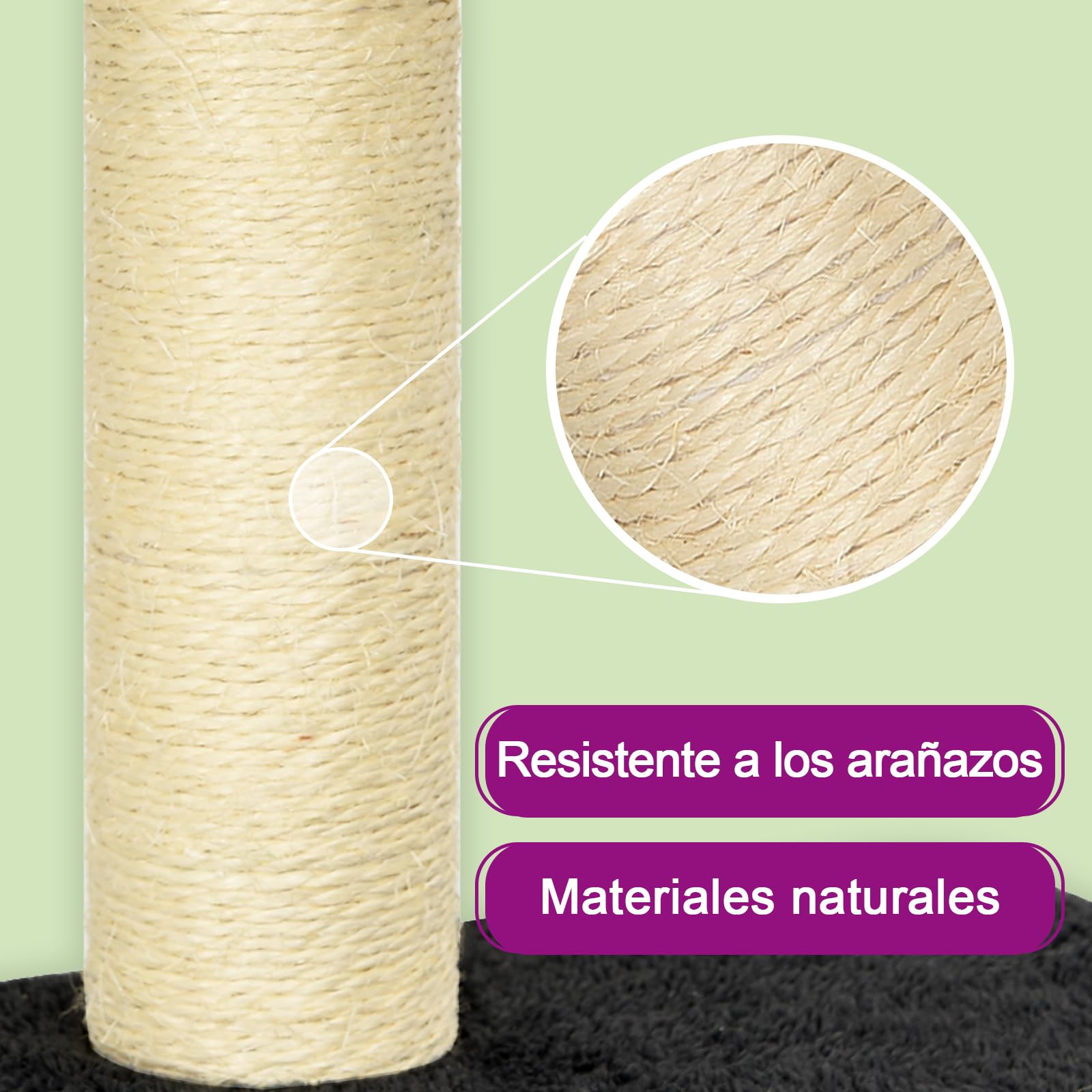 vidaXL Rascador para Gatos con Postes de Sisal Gris Claro 188 cm Mascotas